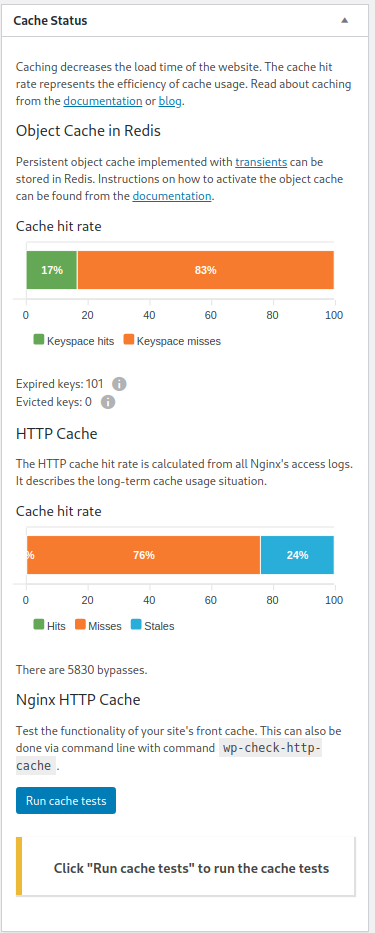 cache status view