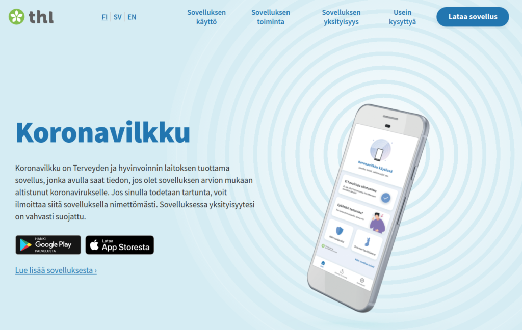 Koronavilkku.fi etusivu