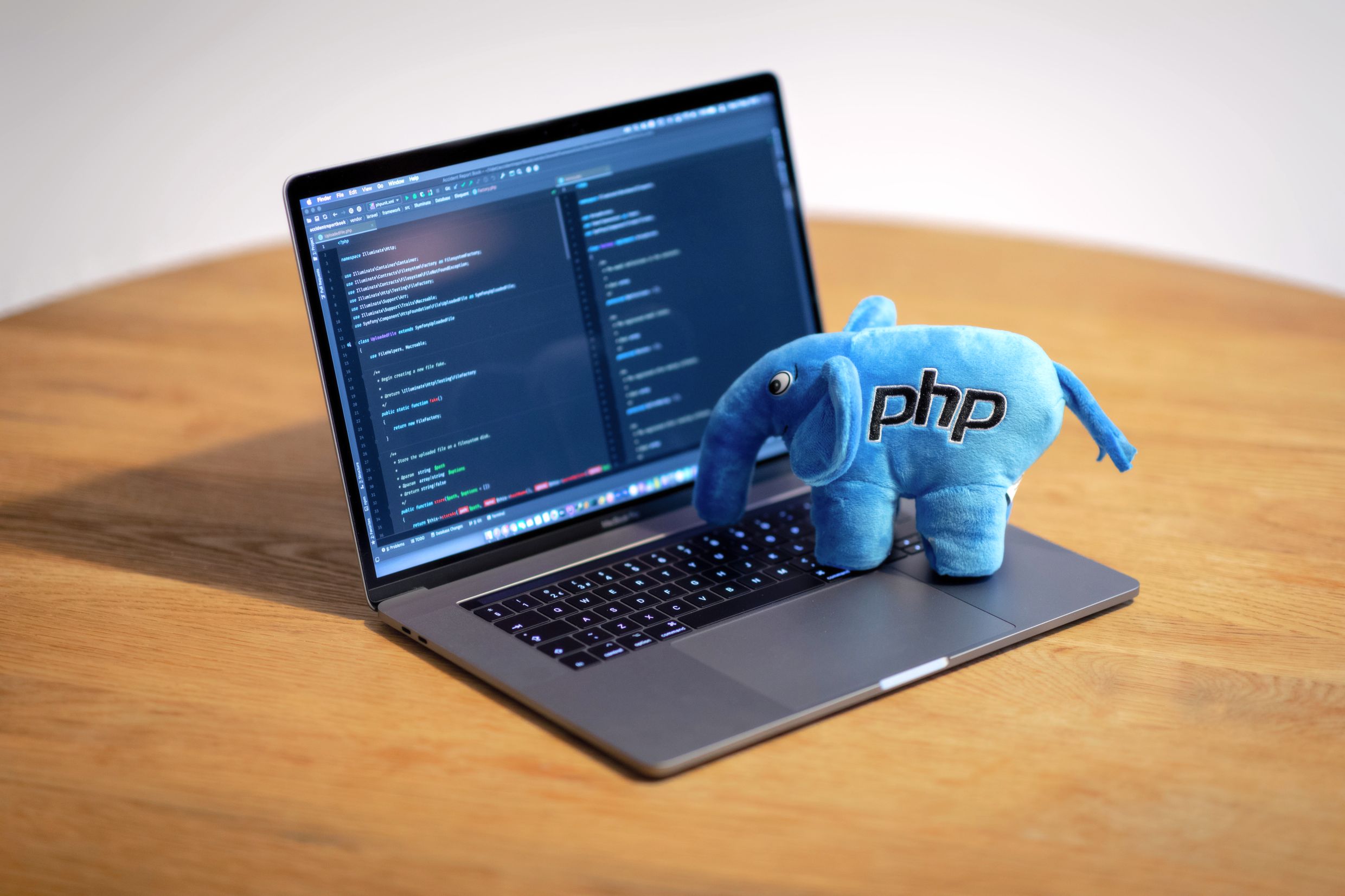 PHP mascot elephant on laptop